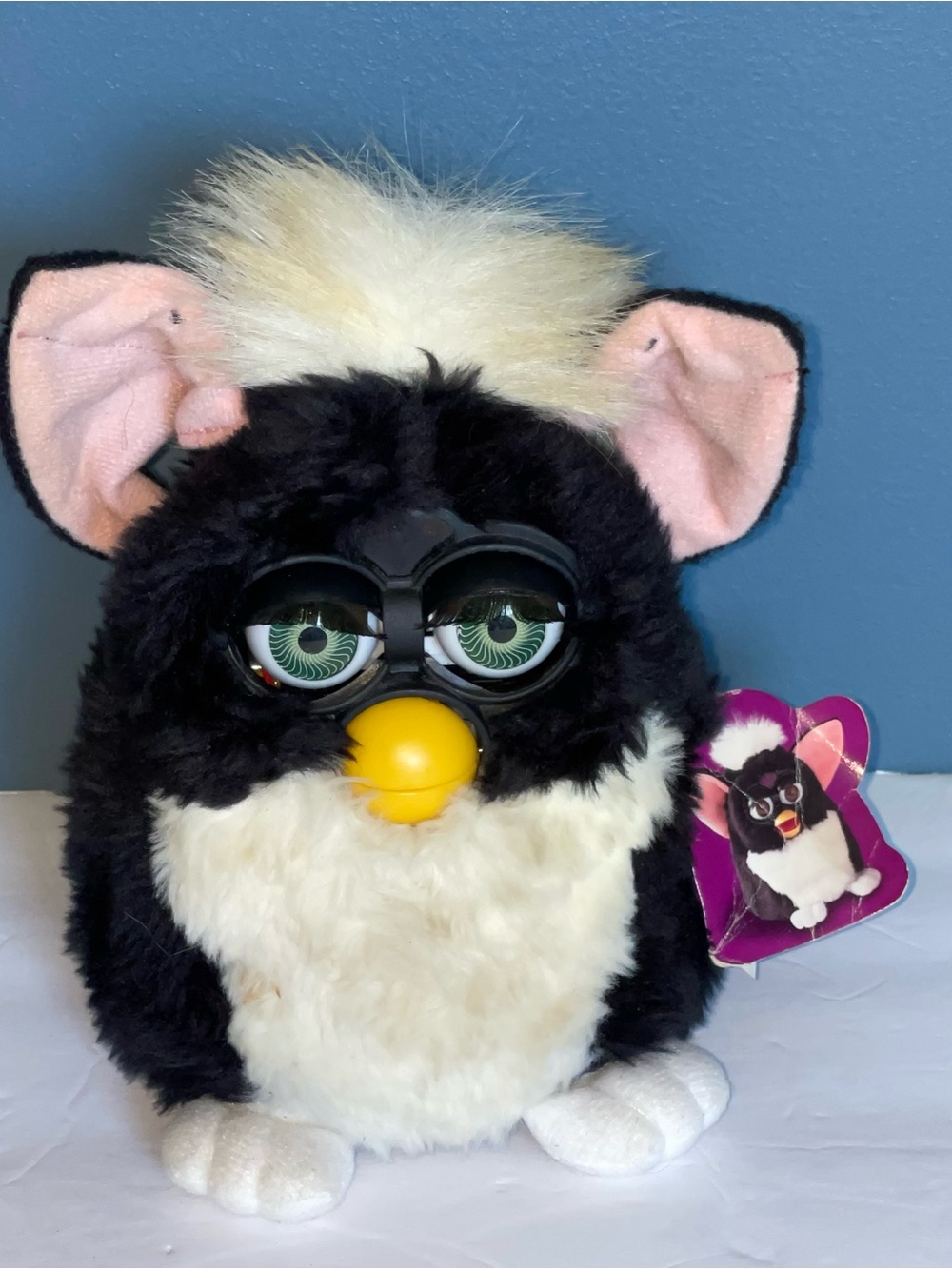 Vintage 1998 Furby 1st Gen Skunk Tuxedo | Black & White | Green Eyes Eyes 70-800